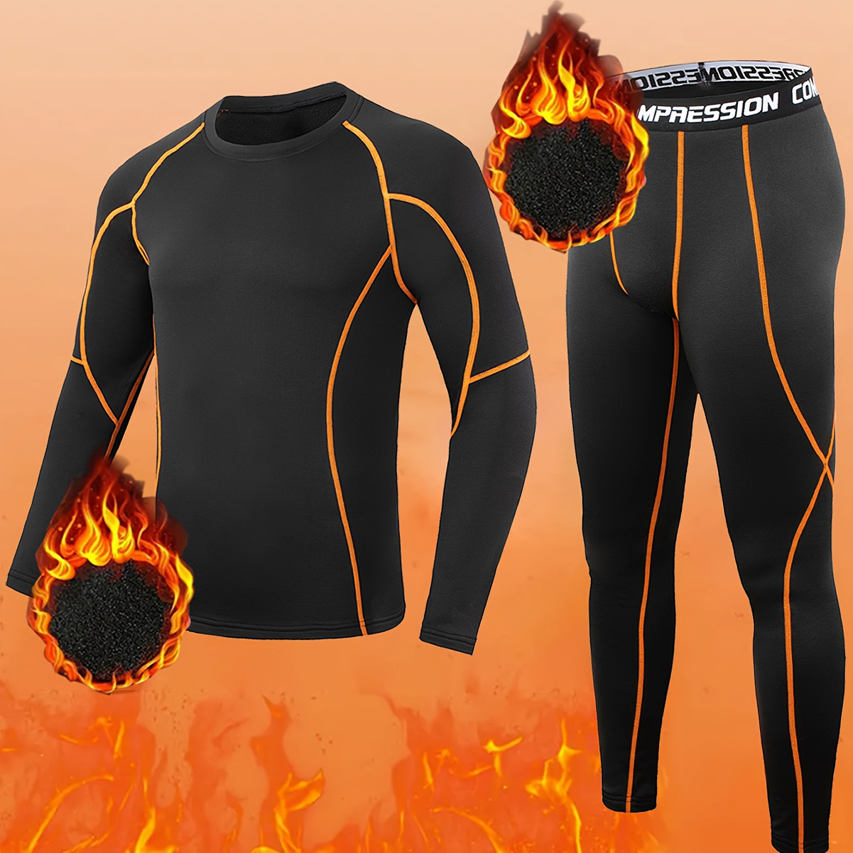 Compression Long Pant - طقم رياضي شتوي رجالي من قطعتين