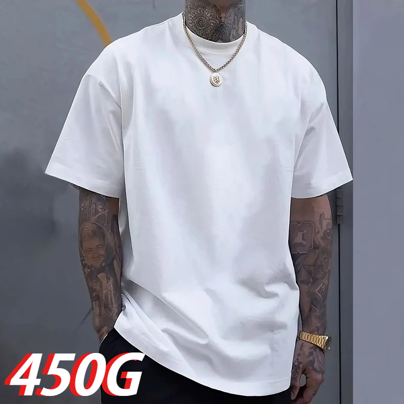 Undershirt Crew Neck - تي شيرت أسود ثقيل الوزن 450